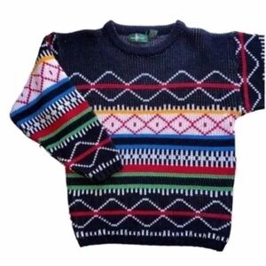 Vintage Men's Multi-Color Unique Abstract Crewneck Sweater